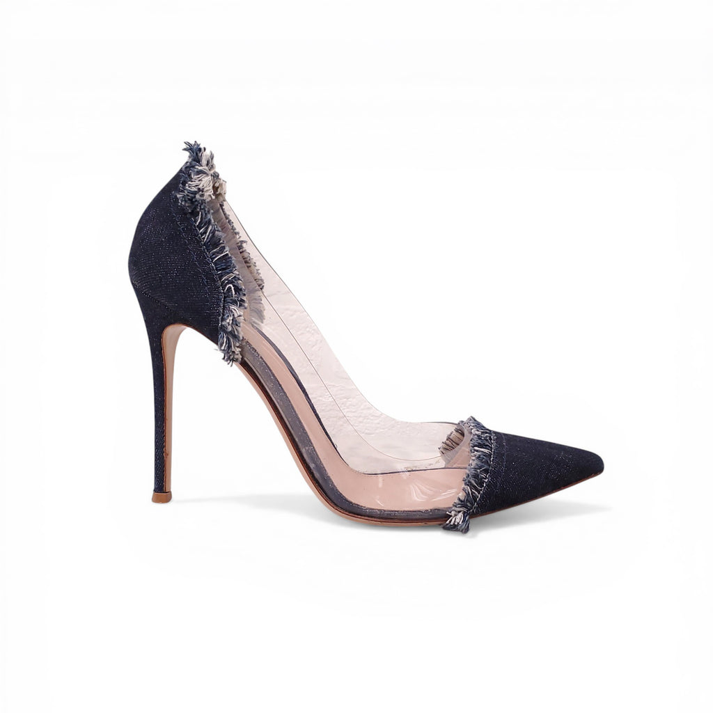 GIANVITO ROSSI DENIM & PVC HEELS - SIZE 40