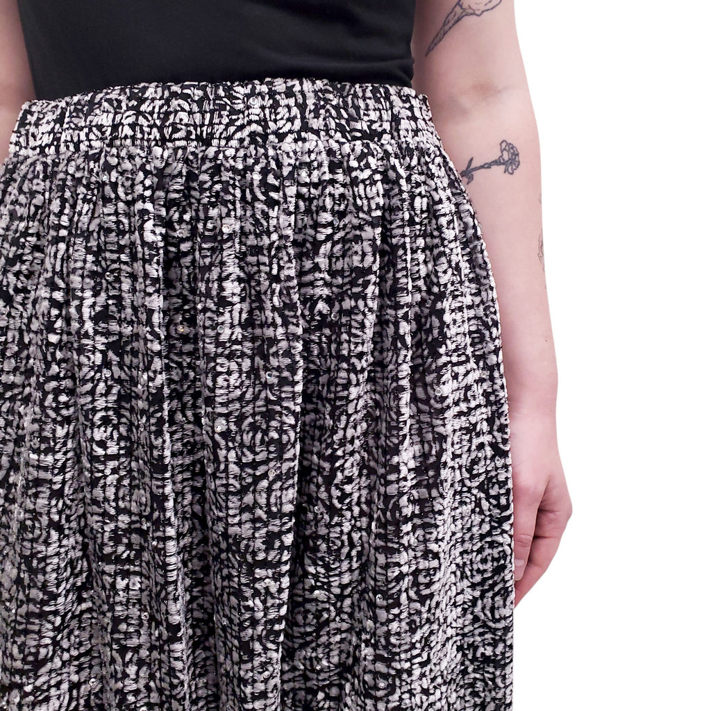 GIORGIO ARMANI BLACK BLACK AND WHITE LONG SKIRT - SIZE 12