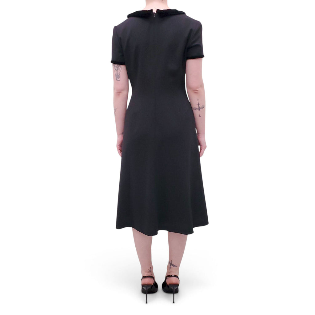 GIORGIO ARMANI BLACK LABEL DRESS WITH VELVET COLLAR - SIZE 42