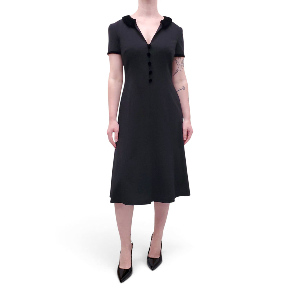 GIORGIO ARMANI BLACK LABEL DRESS WITH VELVET COLLAR - SIZE 42