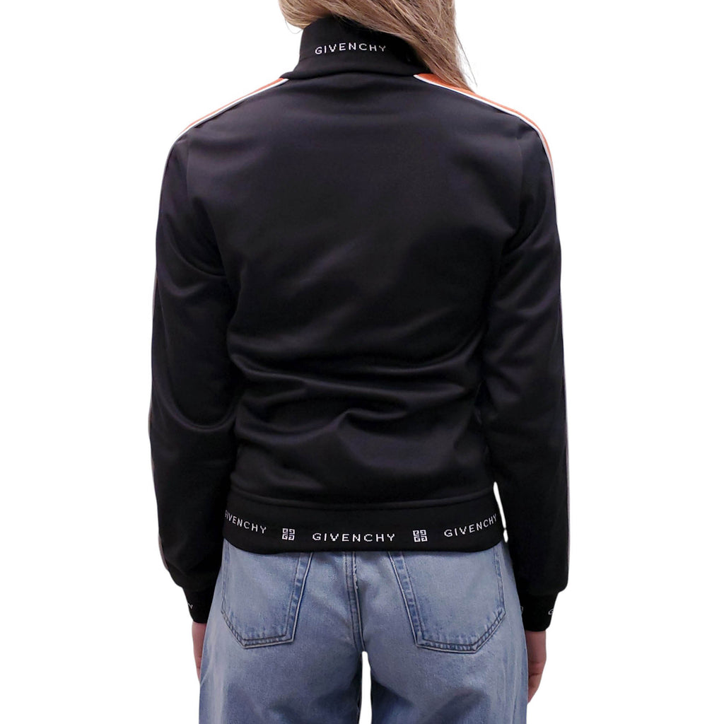 GIVENCHY BLACK TRACK JACKET WITH LOGO DETAIL - SIZE 36