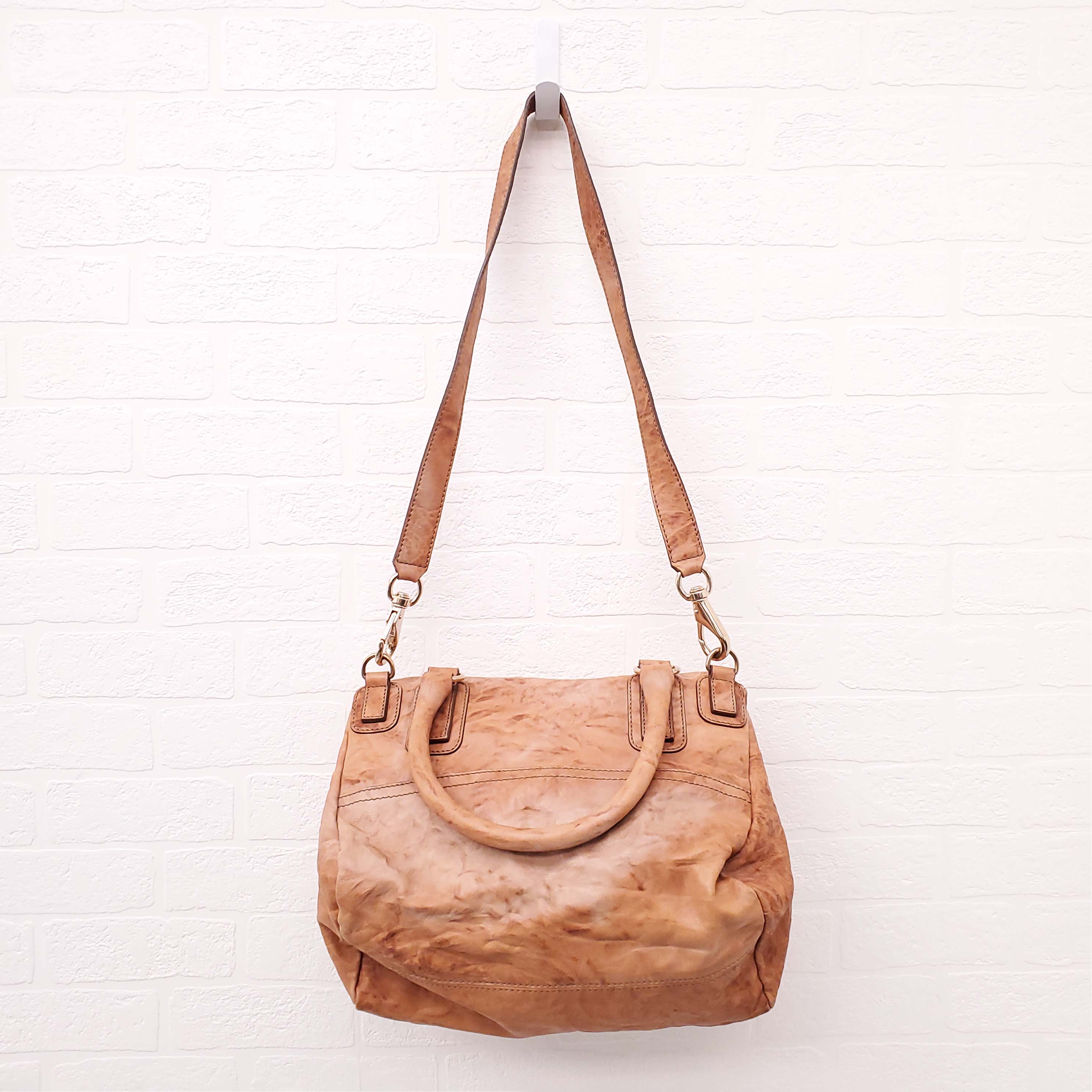 GIVENCHY BROWN CRUSHED LEATHER PANDORA BAG
