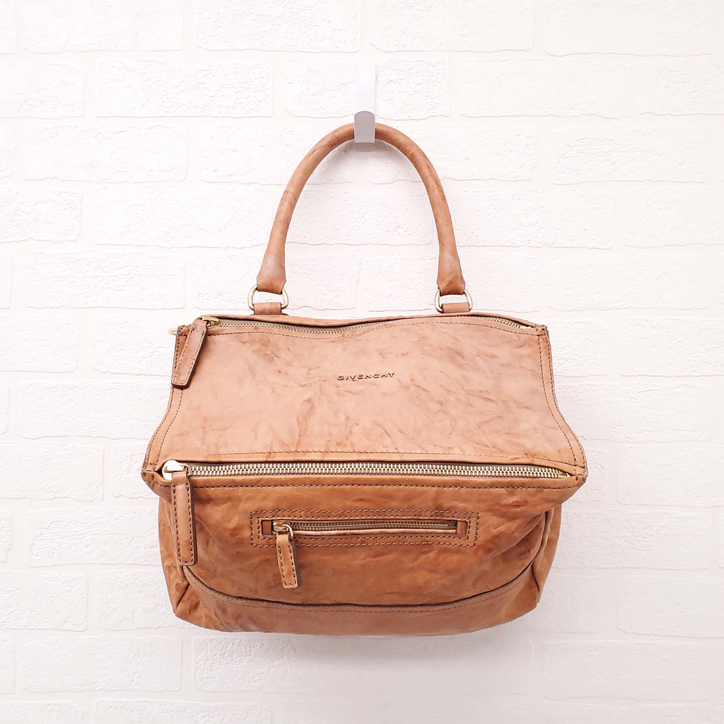 GIVENCHY BROWN CRUSHED LEATHER PANDORA BAG