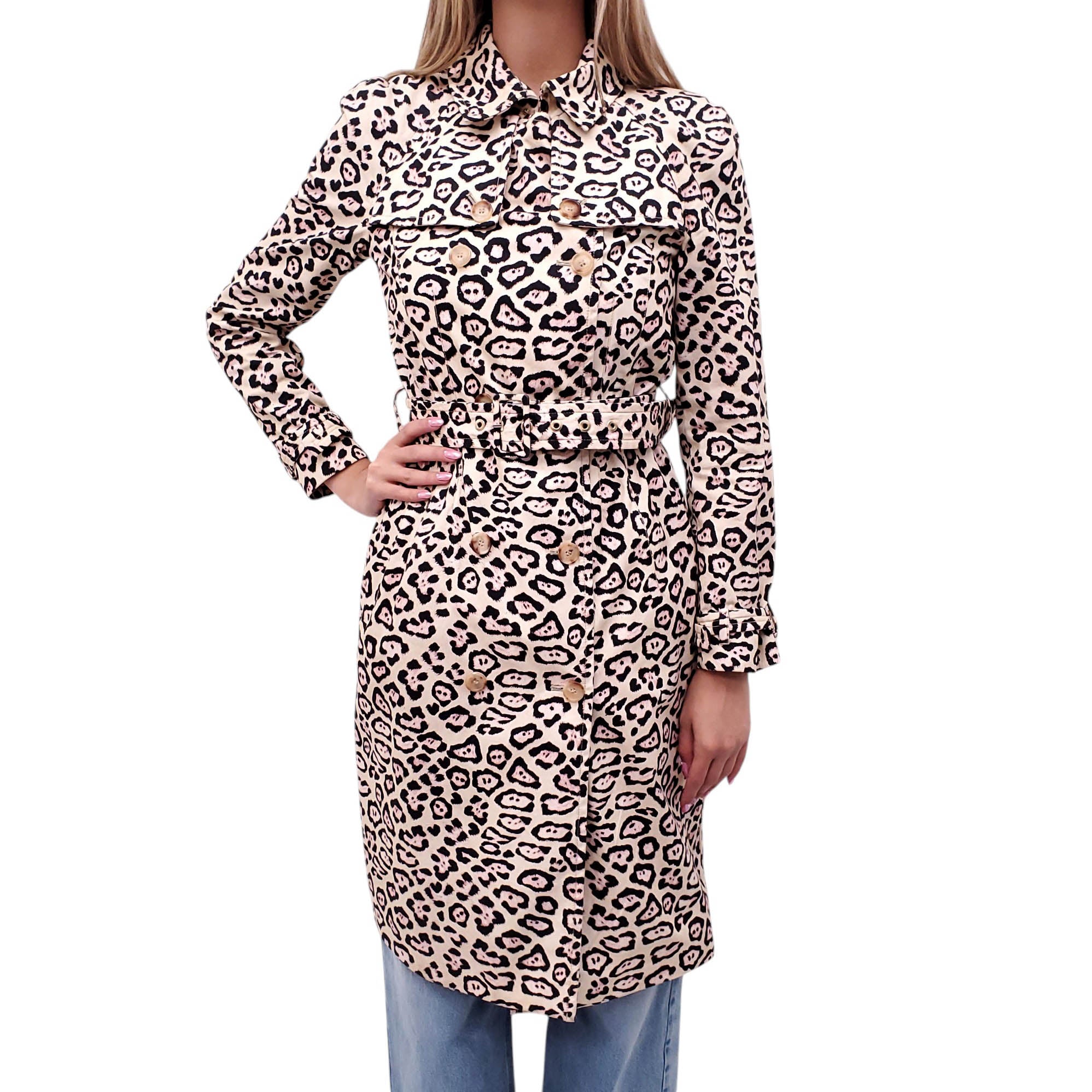 GIVENCHY LEOPARD PATTERNED TRENCH COAT - SIZE 38