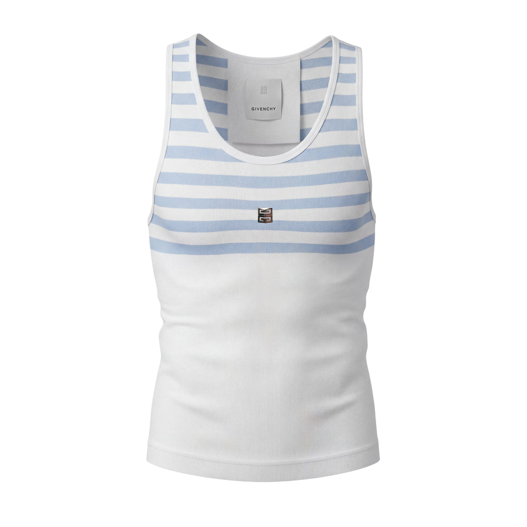 GIVENCHY WHITE AND BLUE LOGO TANK - SIZE L