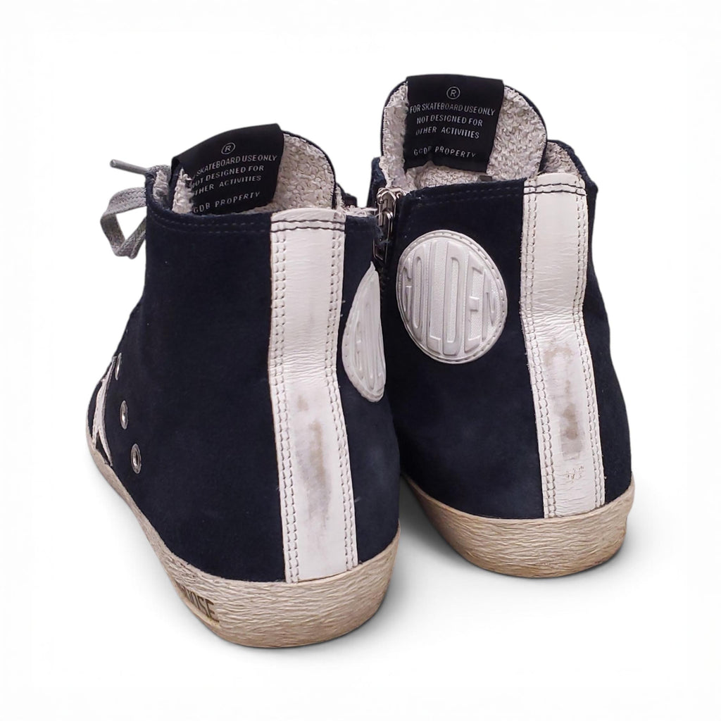 GOLDEN GOOSE NAVY HIGHTOP SNEAKERS - SIZE 37