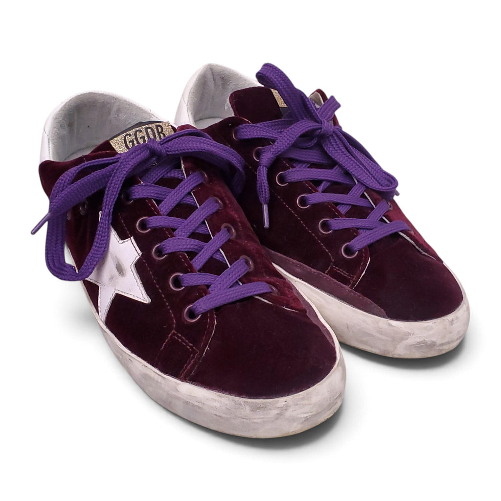 GOLDEN GOOSE SUPERSTAR PURPLE VELVET SNEAKERS - SIZE 37