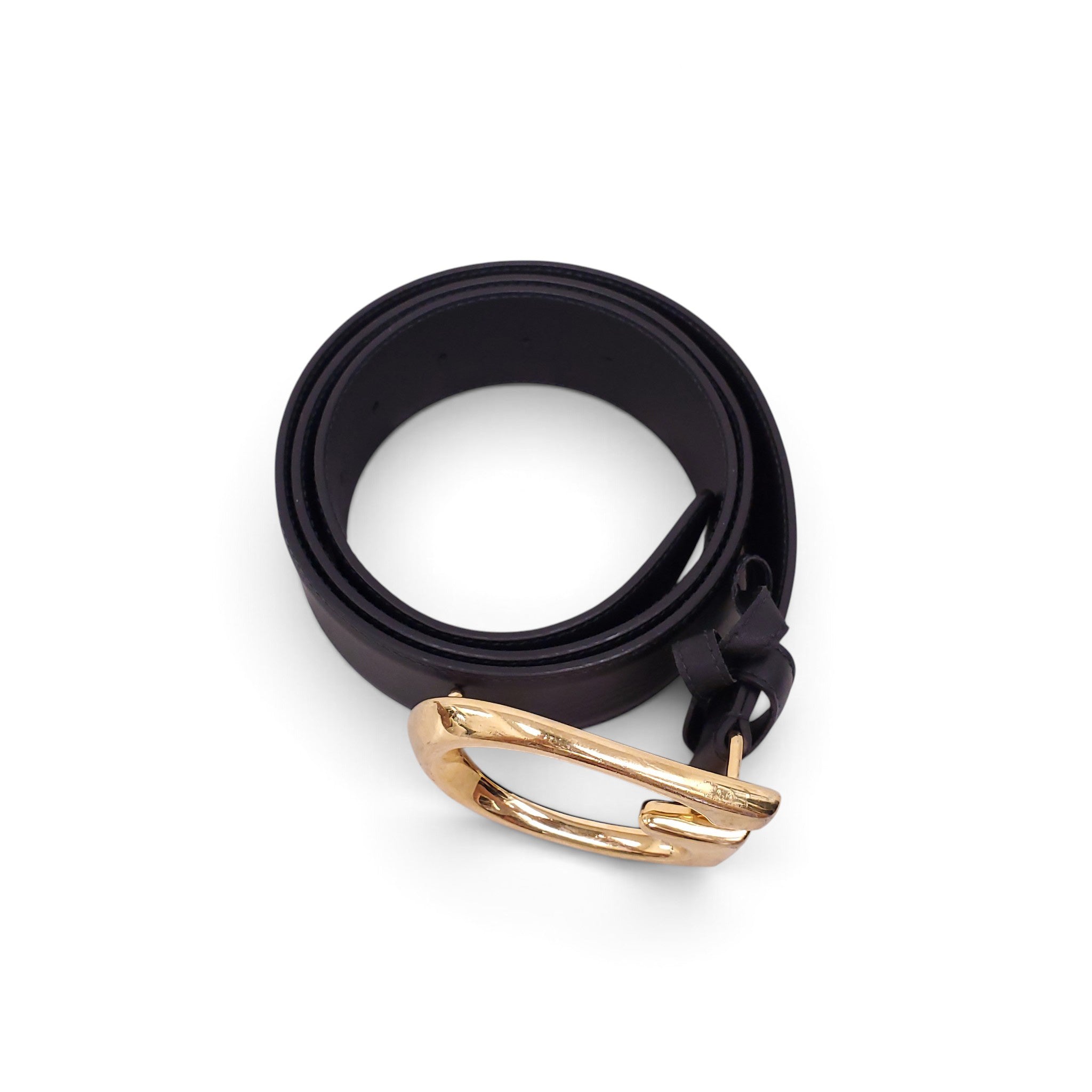 GUCCI BLACK AND GOLD BELT - SIZE 95