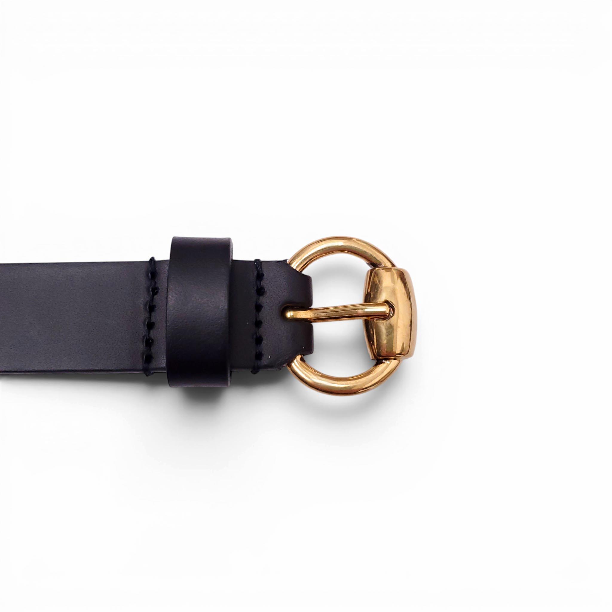 GUCCI BLACK AND GOLD THIN BELT - SIZE 75