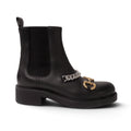 GUCCI BLACK BOOTS WITH HORSEBIT AND CHAIN DETAIL - SIZE 39.5