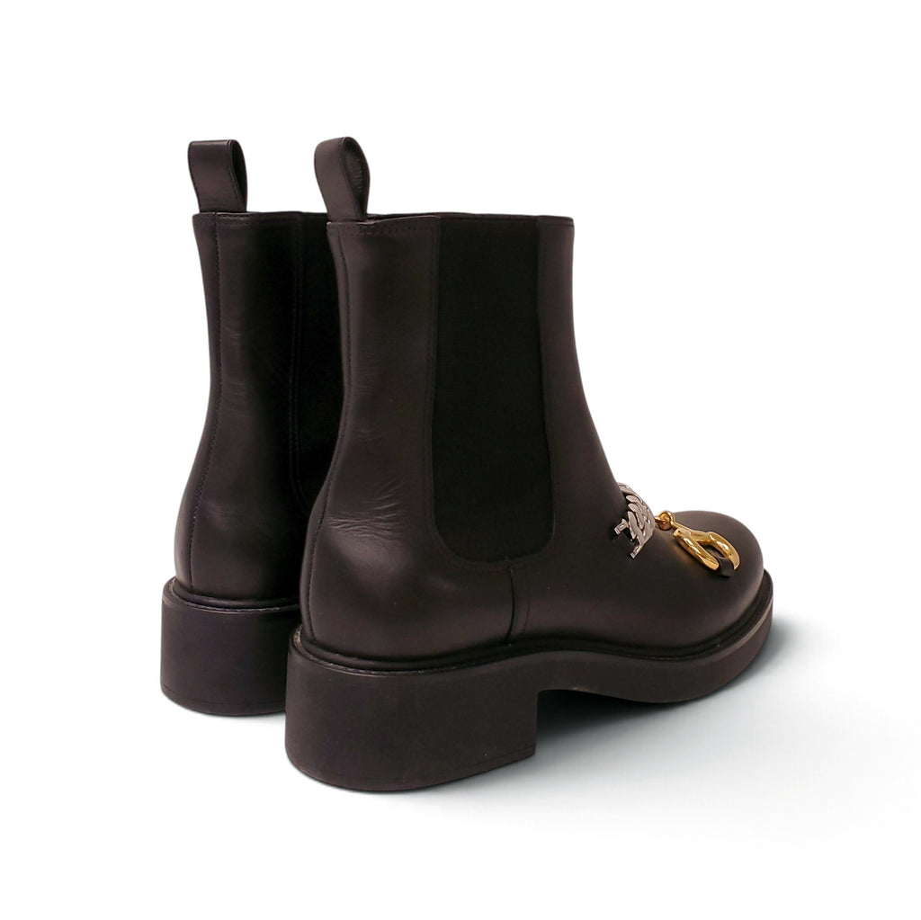 GUCCI BLACK BOOTS WITH HORSEBIT AND CHAIN DETAIL - SIZE 39.5