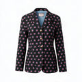 GUCCI BLACK FLORAL BLAZER WITH PEARL LOGO BUTTONS - SIZE 42