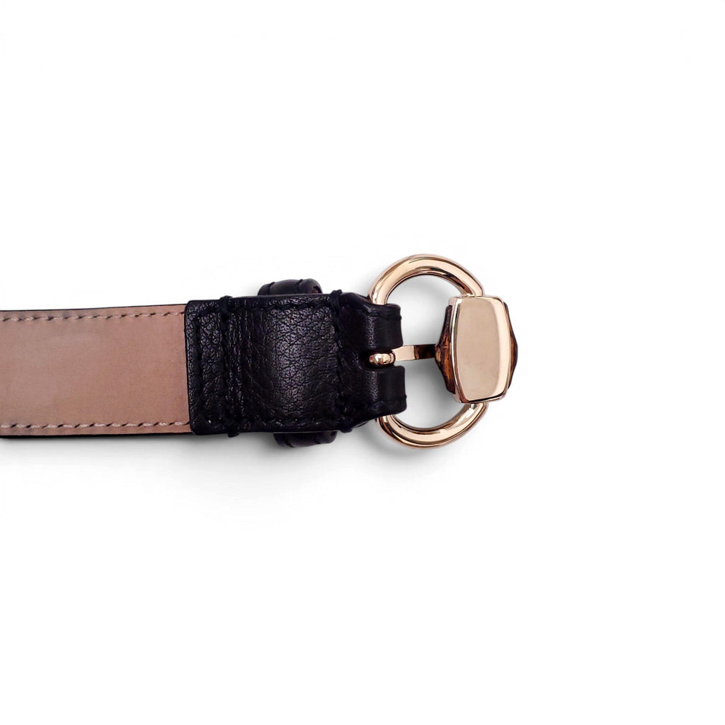 GUCCI BLACK LEATHER BELT WITH BAMBOO DETAIL - SIZE 90