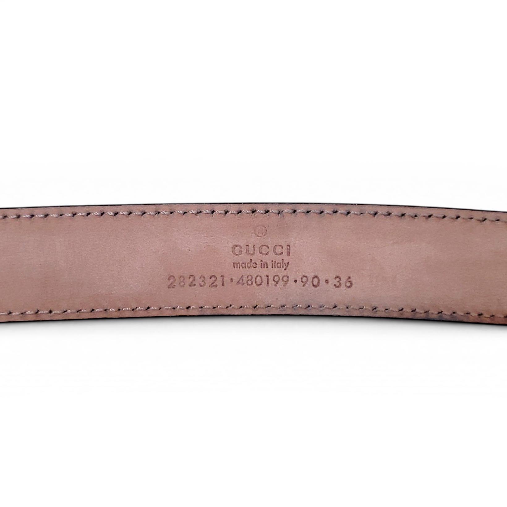 GUCCI BLACK LEATHER BELT WITH BAMBOO DETAIL - SIZE 90
