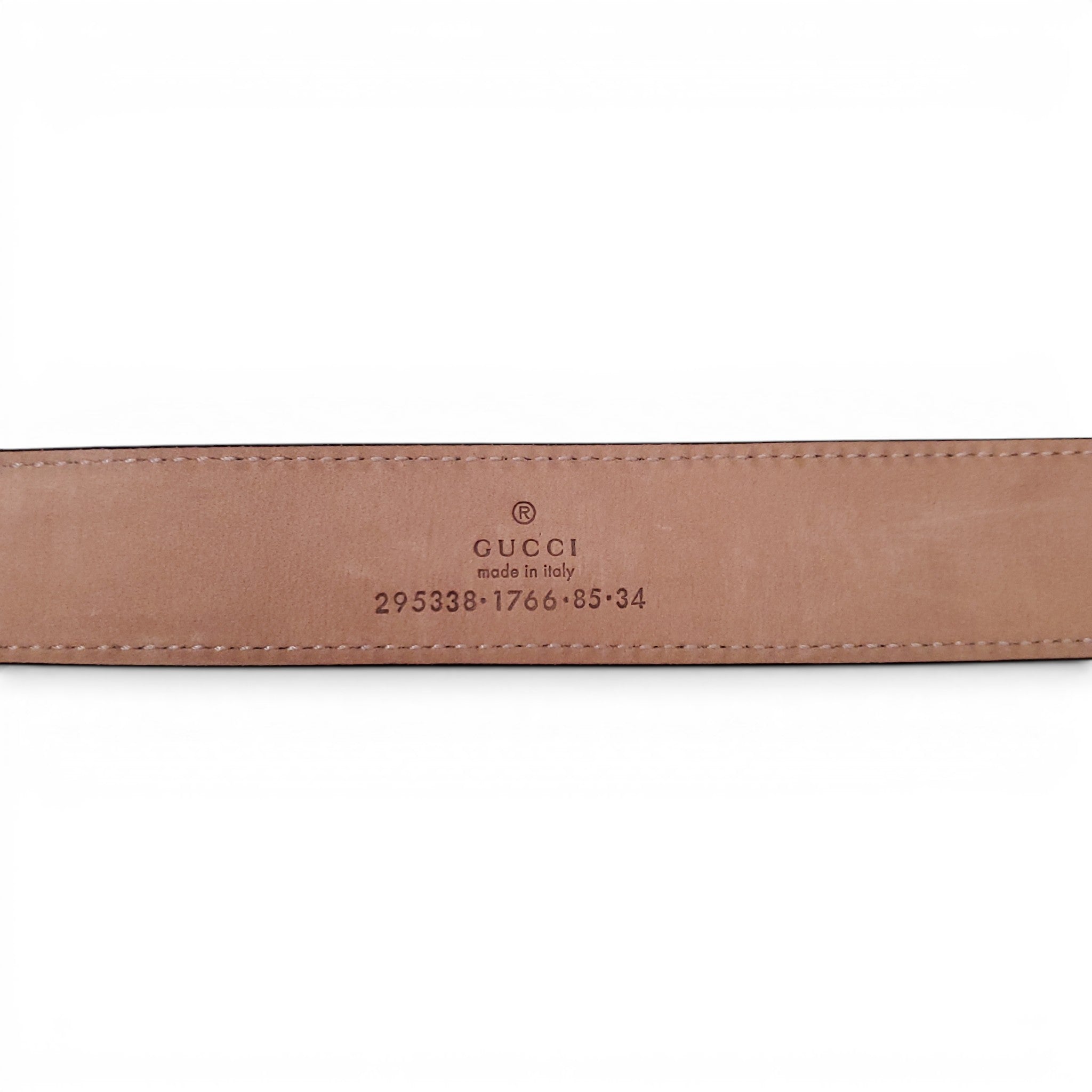 GUCCI BLACK LEATHER BELT WITH LARGE GOLD BUCKLE - SIZE 90