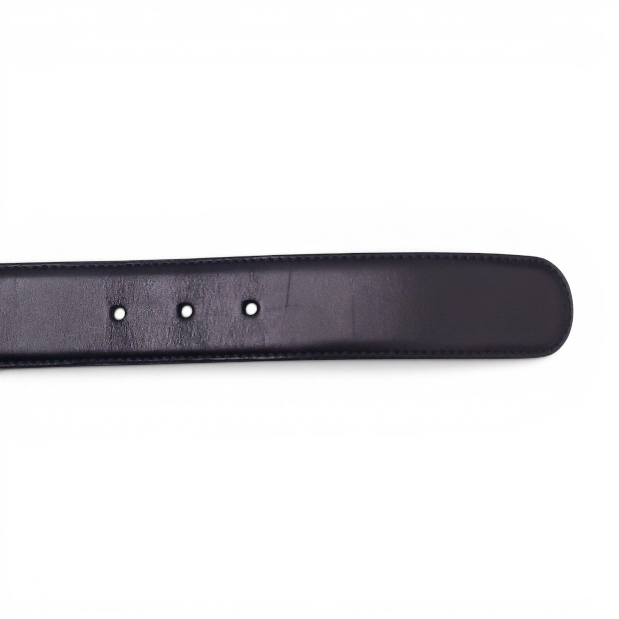 GUCCI BLACK LEATHER BELT WITH LARGE GOLD BUCKLE - SIZE 90