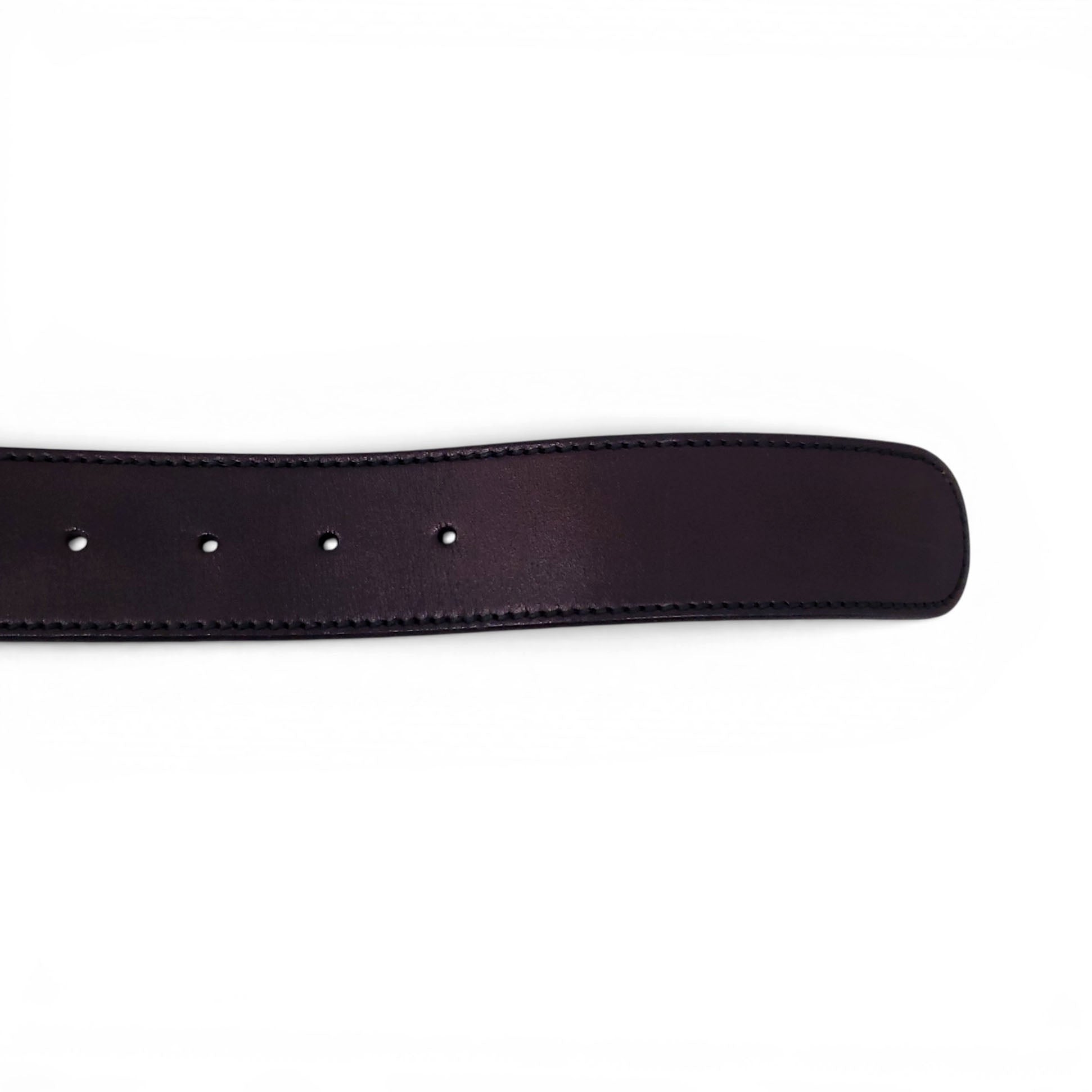 GUCCI BLACK LEATHER BELT WITH SILVER GG LOGO BUCKLE - SIZE 90
