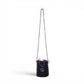GUCCI BLACK LEATHER LOGO BUCKET BAG