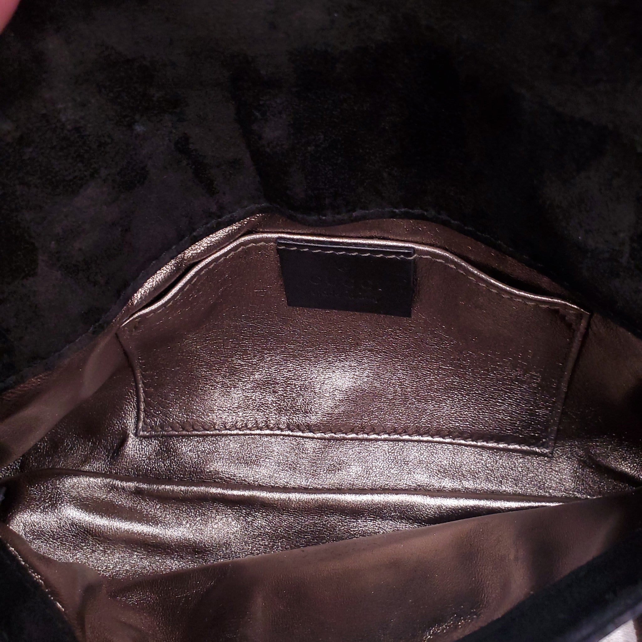 GUCCI BLACK PATENT LEATHER BAMBOO CLUTCH