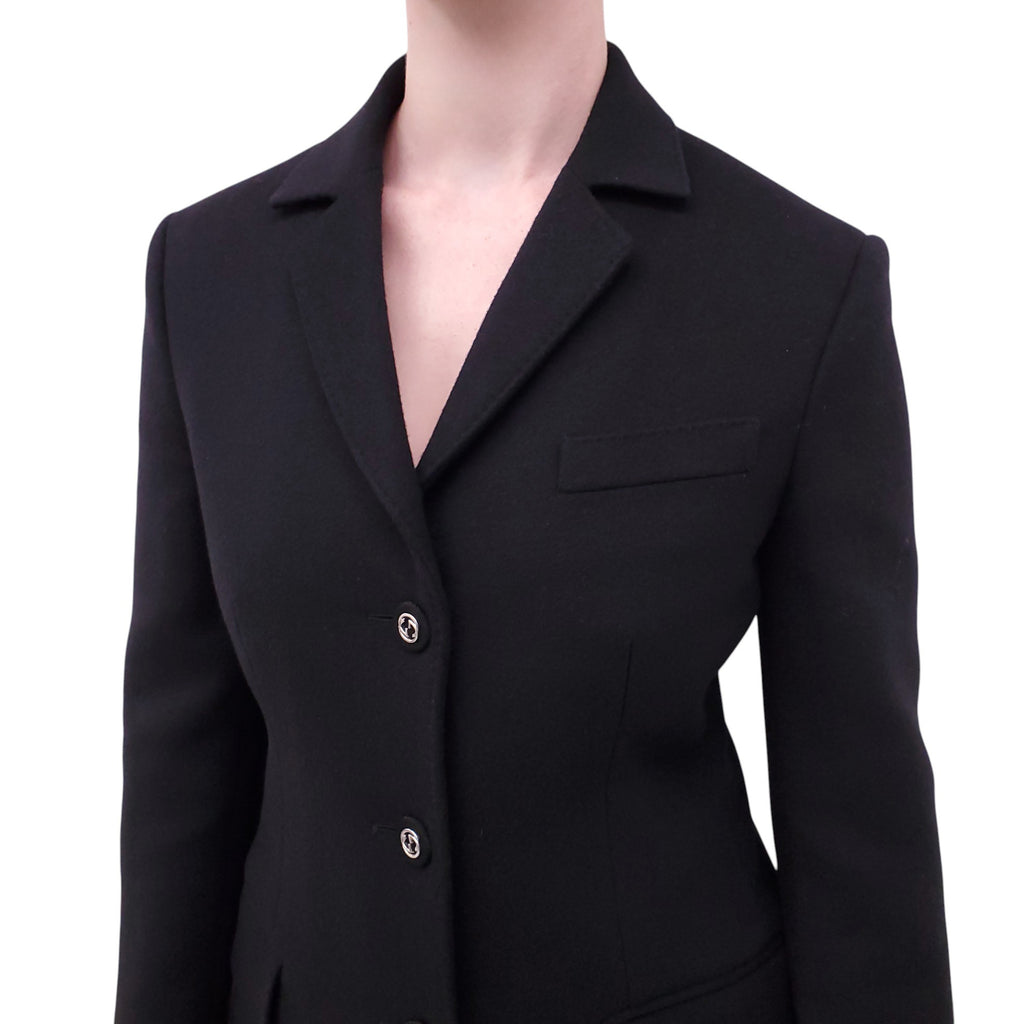 GUCCI BLACK PEACOAT WITH GG LOGO BUTTONS - SIZE 36