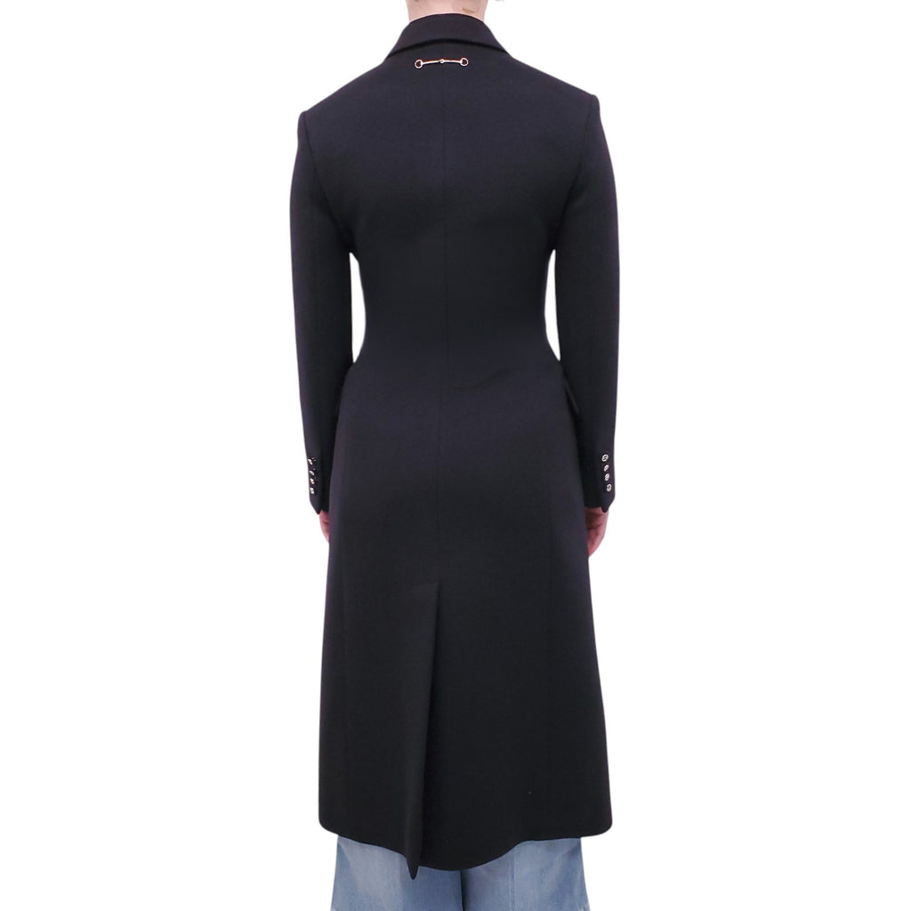 GUCCI BLACK PEACOAT WITH GG LOGO BUTTONS - SIZE 36