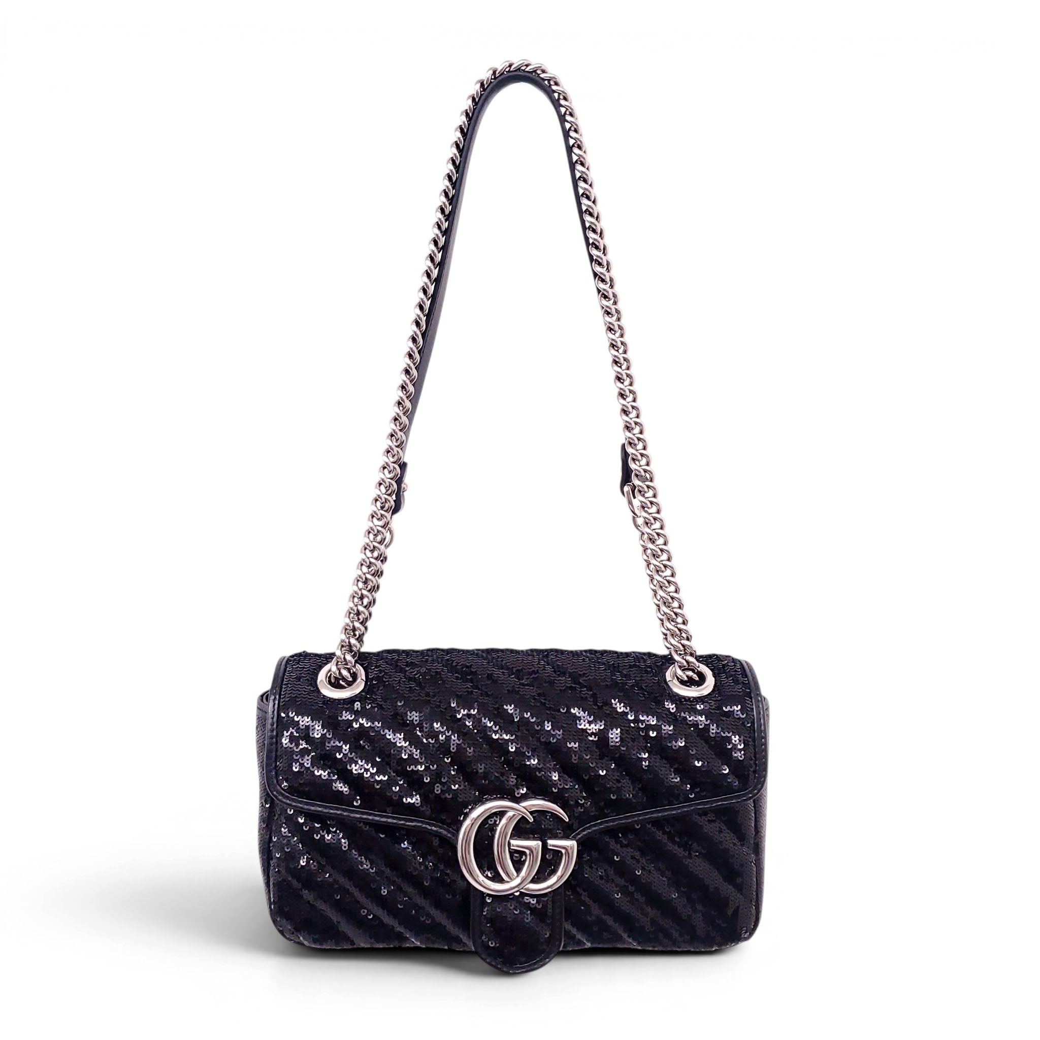 GUCCI BLACK SEQUIN MARMONT BAG