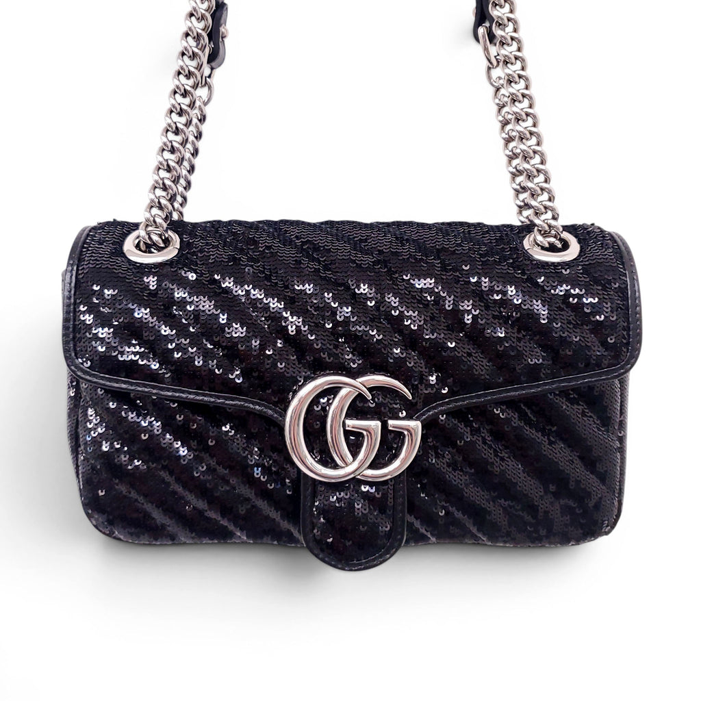 GUCCI BLACK SEQUIN MARMONT BAG