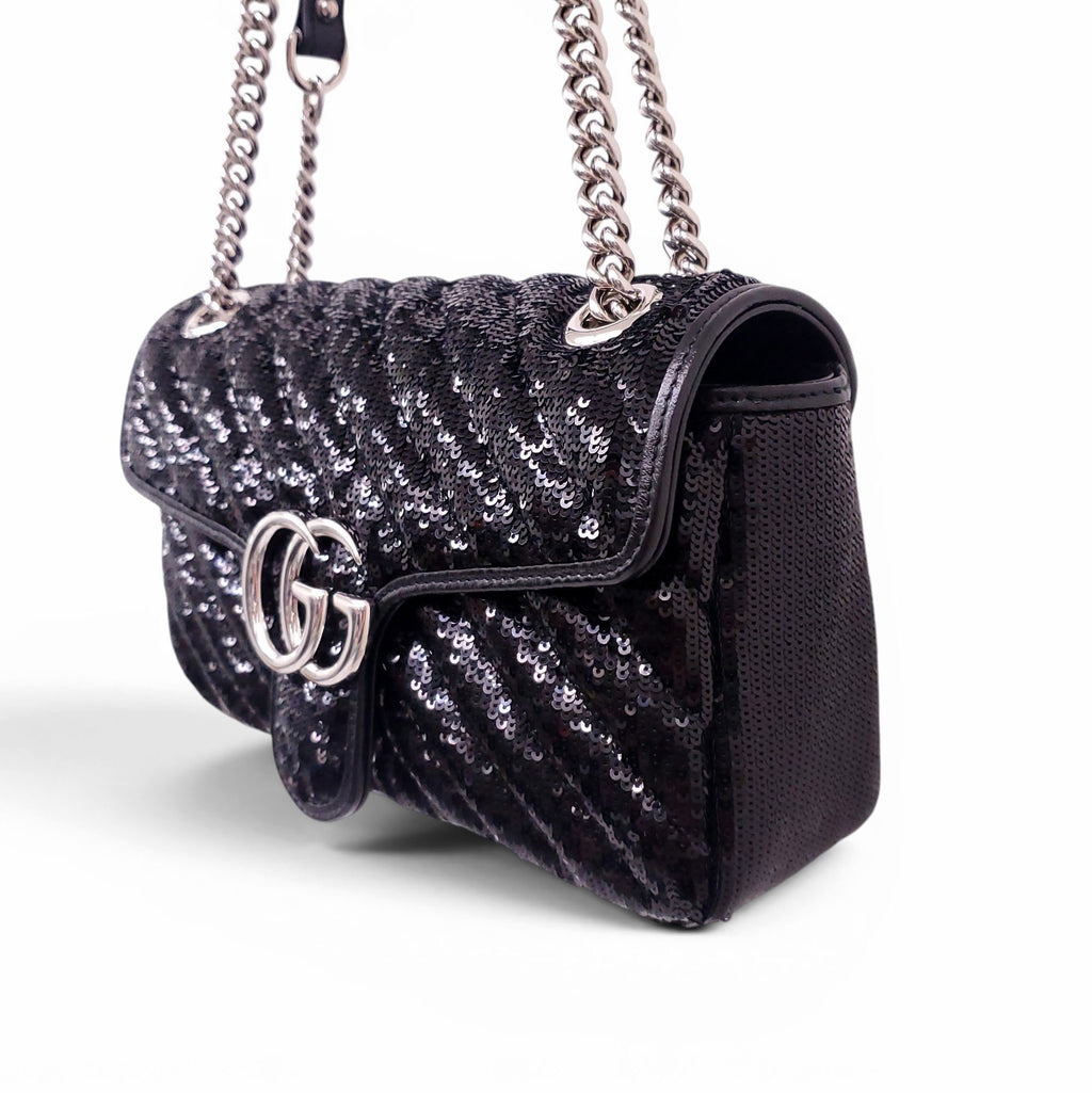 GUCCI BLACK SEQUIN MARMONT BAG