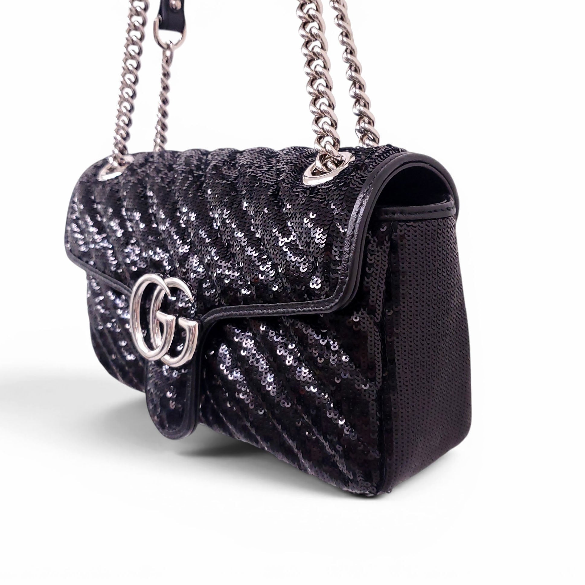 GUCCI BLACK SEQUIN MARMONT BAG