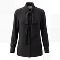 GUCCI BLACK SILK TIE BLOUSE WITH LADY BUG BUTTONS - SIZE 44