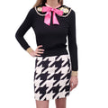 GUCCI BLACK SWEATER WITH REMOVABLE VELVET FLORAL PEARL EMBROIDERED COLLAR - SIZE XS