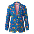GUCCI BLUE FLORAL CORDUROY BLAZER - SIZE 44