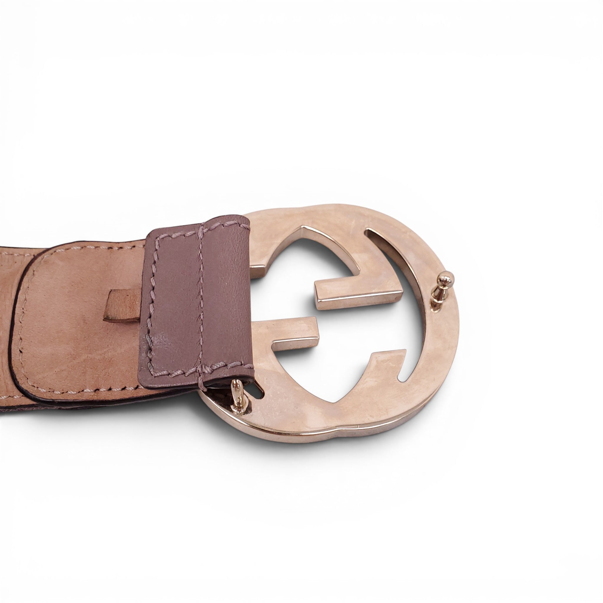 GUCCI BROWN AND PINK LOGO BELT - SIZE 90