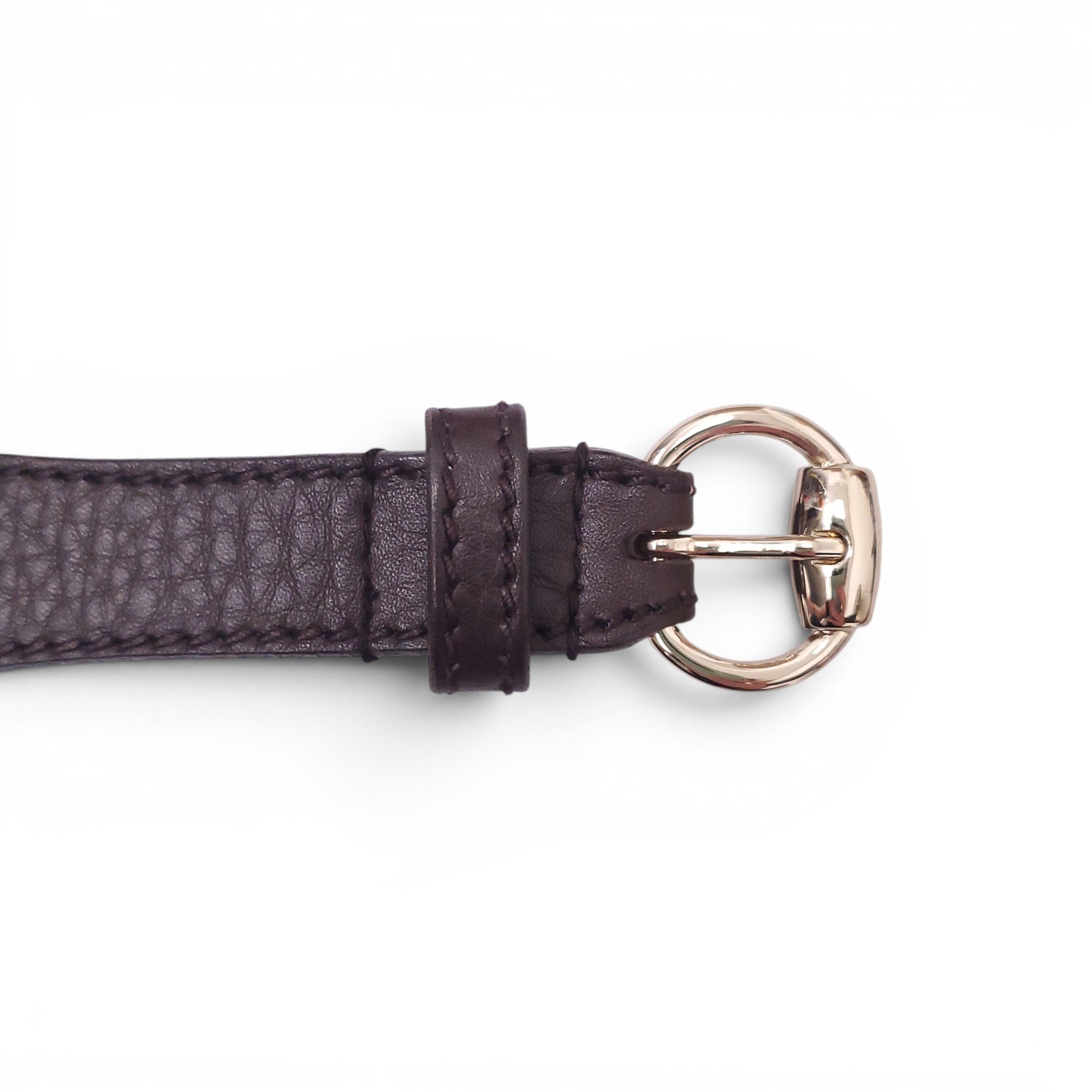 GUCCI BROWN LEATHER BELT WITH LARGE HORSEBIT EMBLEM - SIZE 85