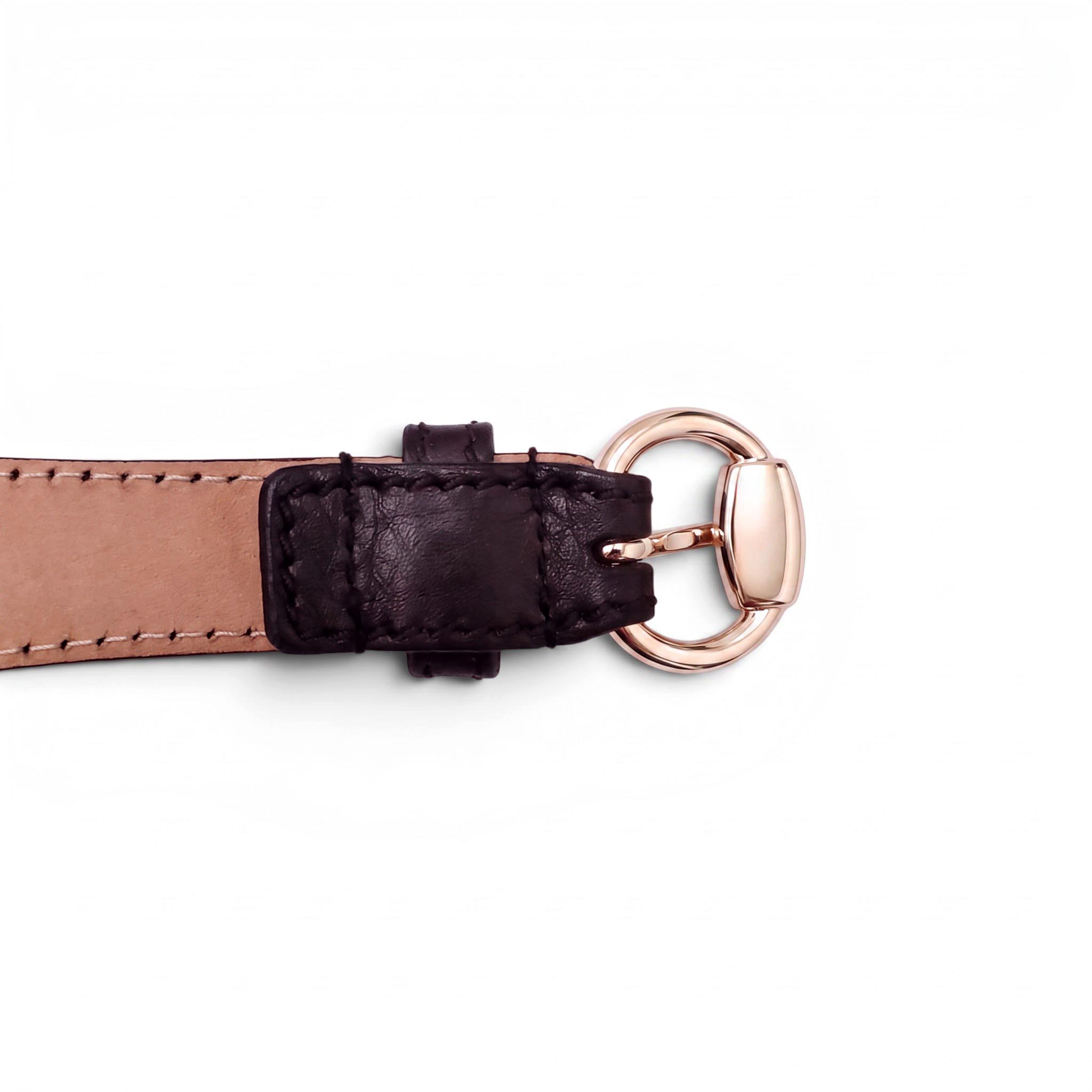 GUCCI BROWN LEATHER BELT WITH LARGE HORSEBIT EMBLEM - SIZE 85