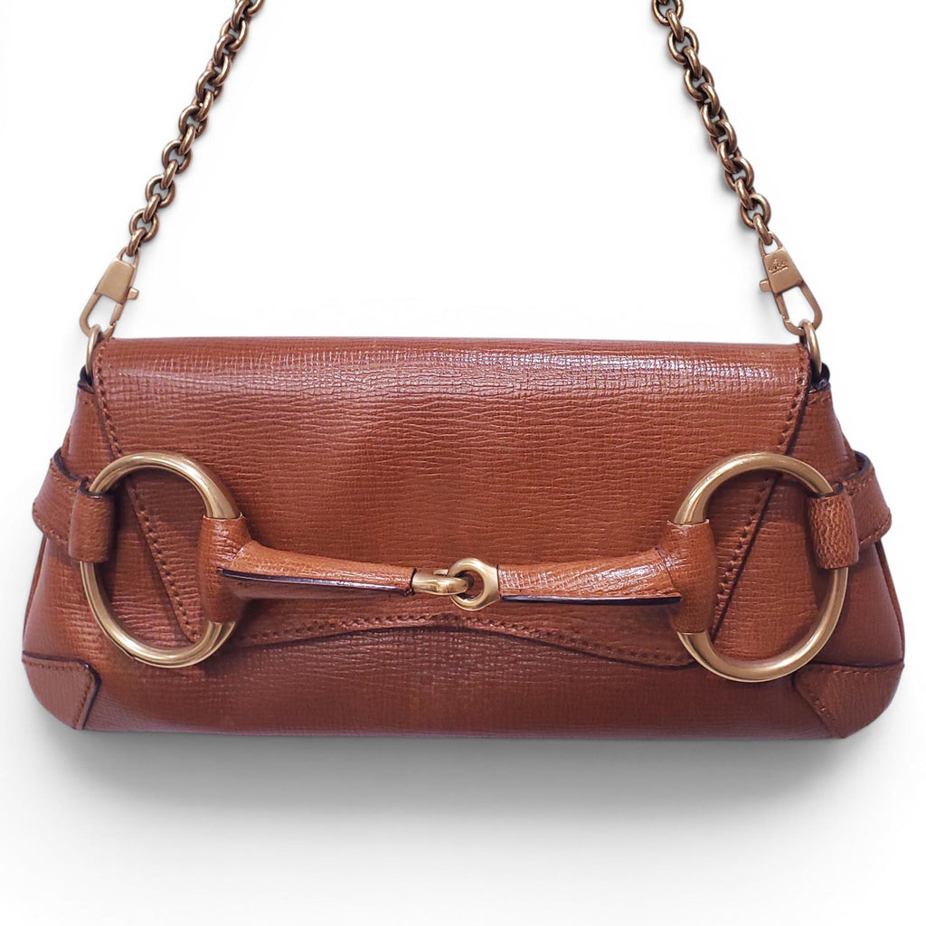 GUCCI BROWN LEATHER HORSEBIT SHOULDER BAG