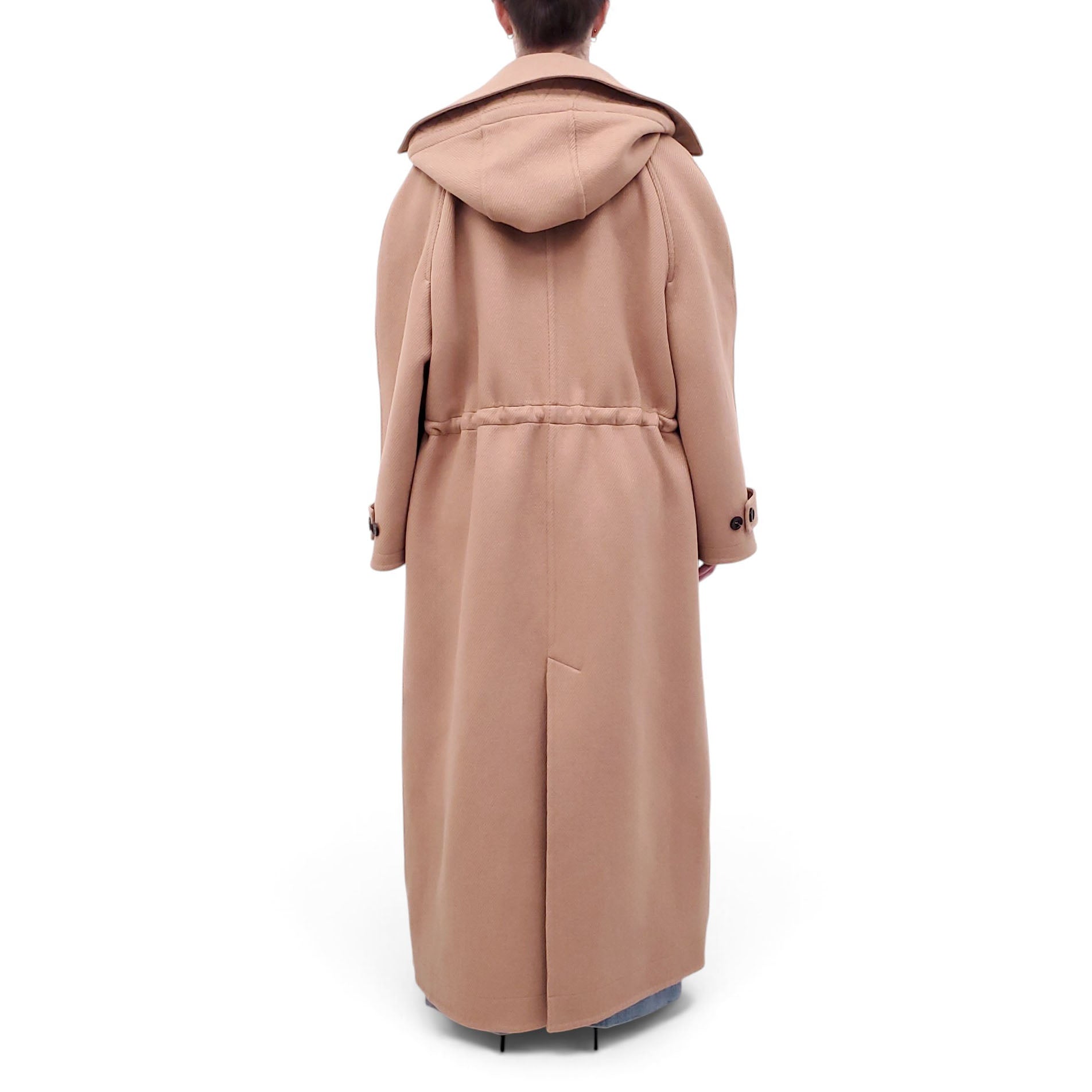 GUCCI CAMEL WOOL CASHMERE DETACHABLE HOOD OVERCOAT - SIZE 40