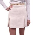 GUCCI CREAM BOUCLÉ MINI SKIRT WITH CHAIN BELT DETAIL - SIZE 38