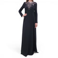 GUCCI BLACK LONG SLEEVE GOWN WITH CRYSTAL STAR EMBELLISHMENTS - SIZE S