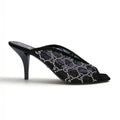 GUCCI CRYSTAL BLACK LOGO MULES  - SIZE 39
