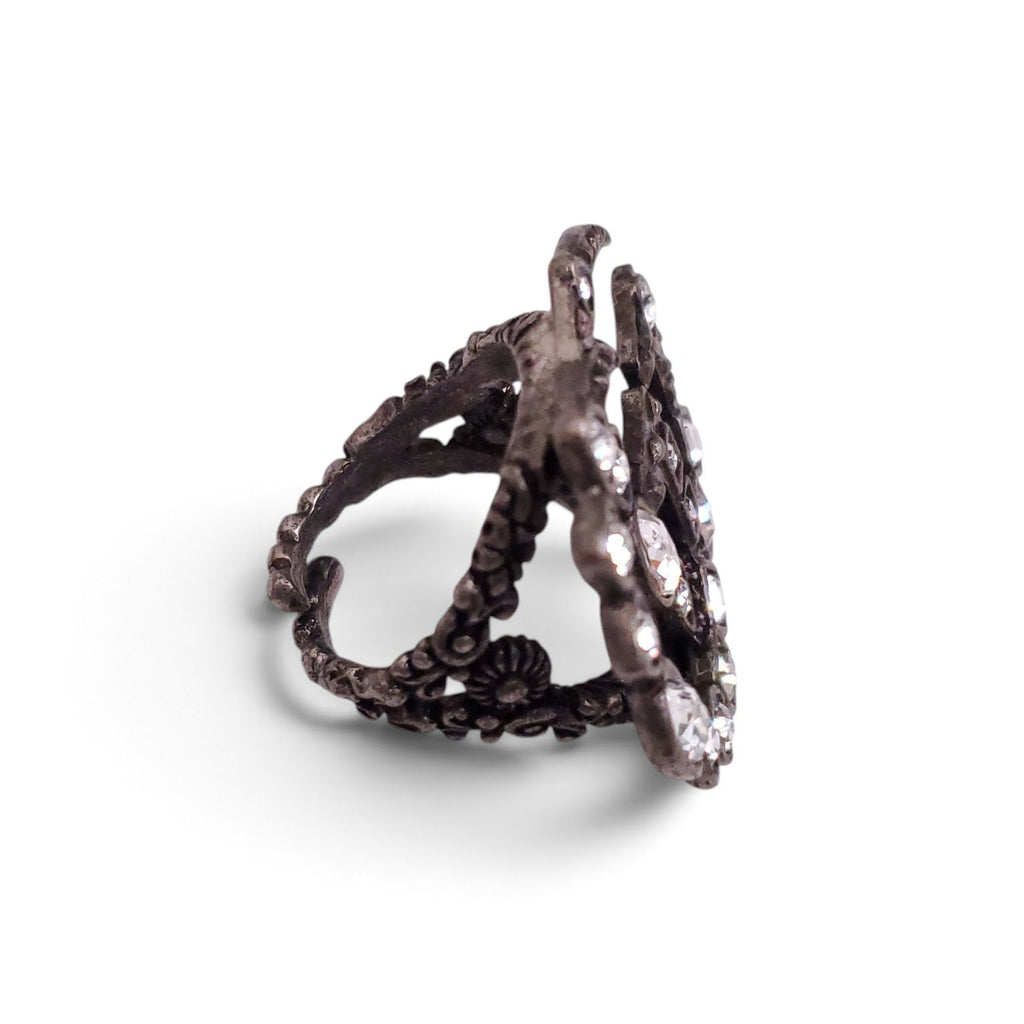 GUCCI CRYSTAL LOGO RING - SIZE S