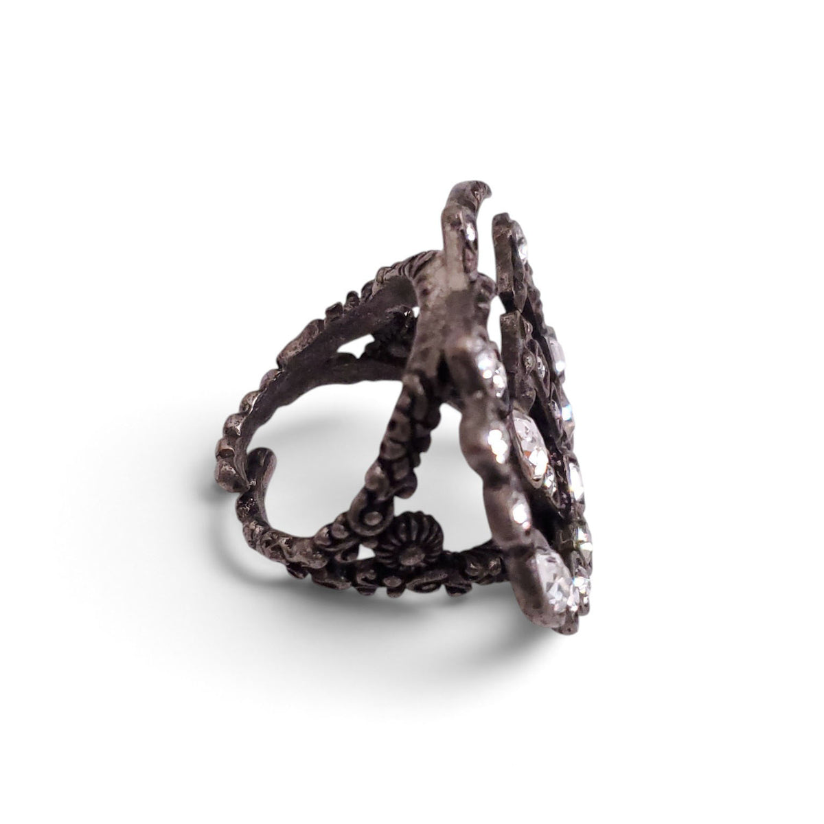 GUCCI CRYSTAL LOGO RING - SIZE S