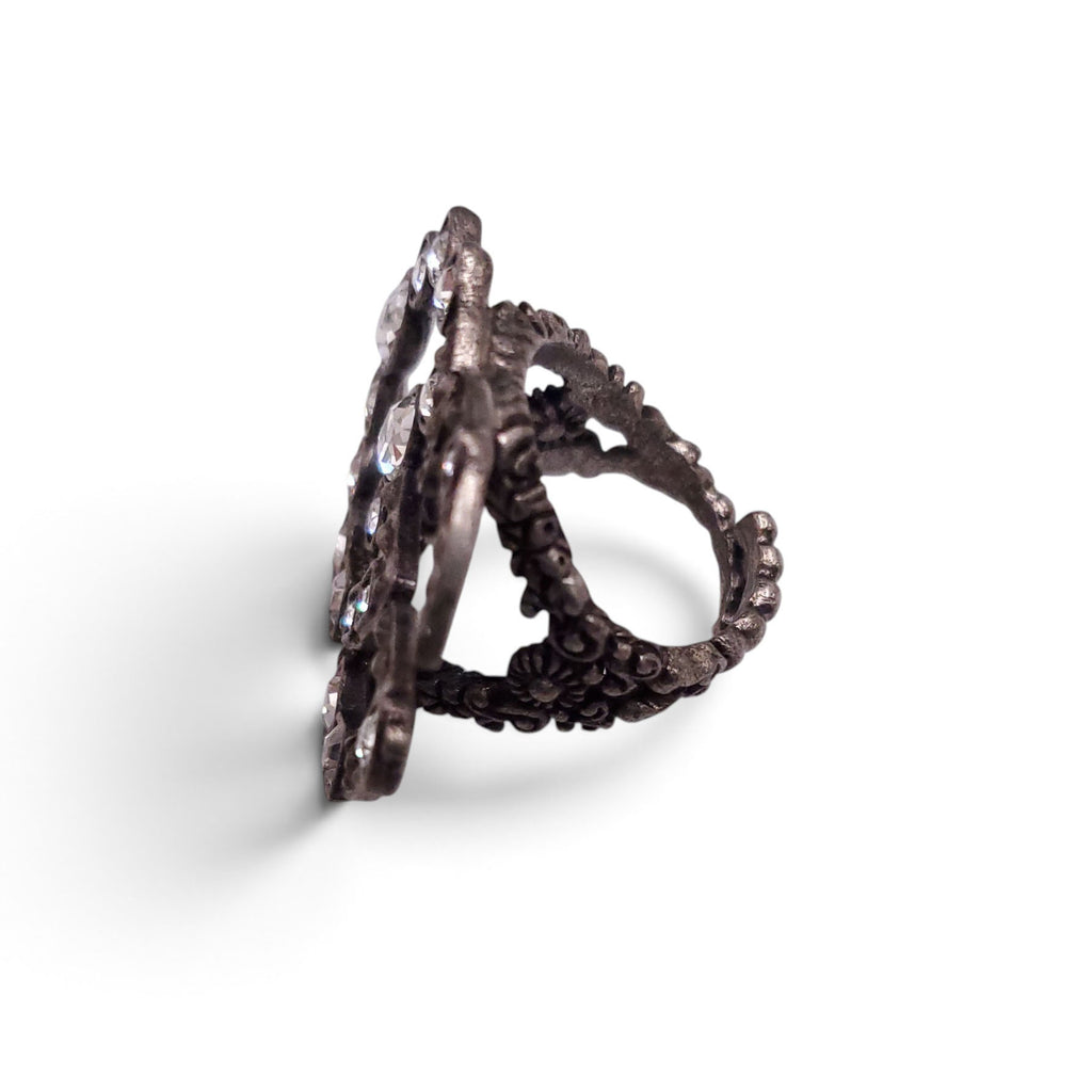 GUCCI CRYSTAL LOGO RING - SIZE S