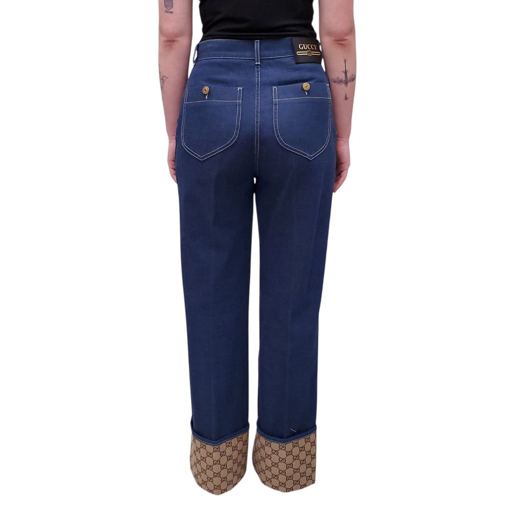 GUCCI DENIM  JEANS WITH GG WITH CUFF - SIZE 27