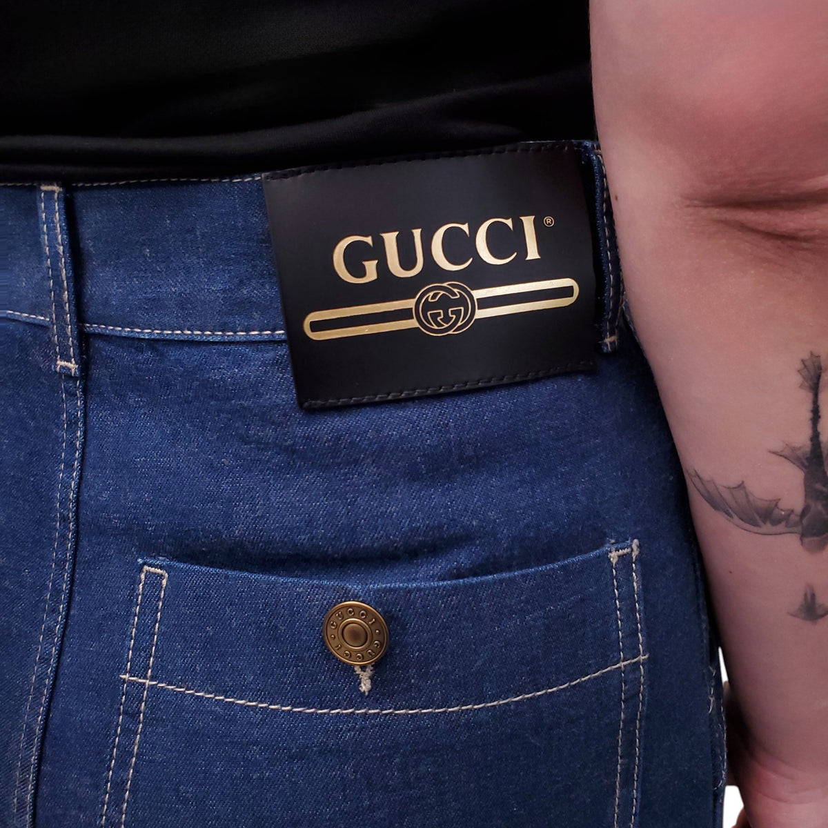 GUCCI DENIM  JEANS WITH GG WITH CUFF - SIZE 27