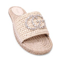 GUCCI ESPADRILLE SLIDES WITH CRYSTAL LOGO - SIZE 39
