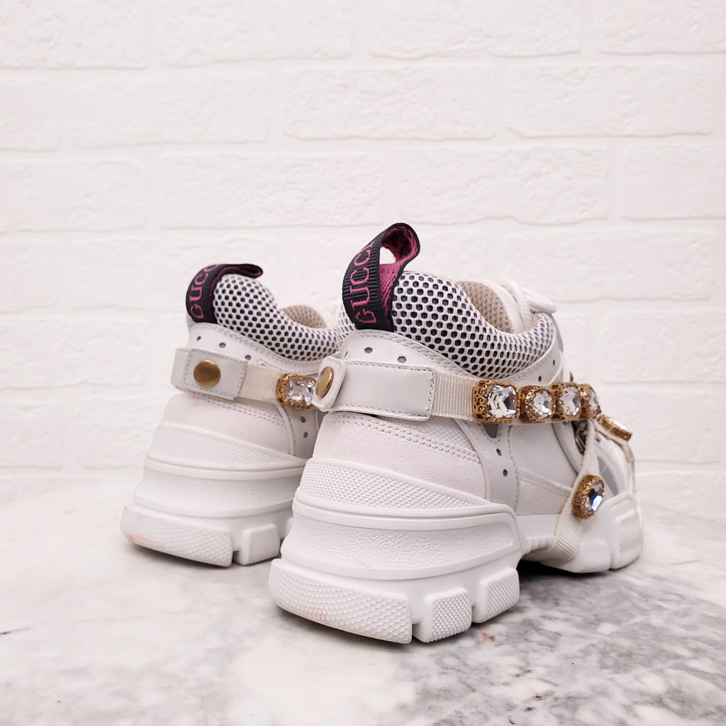 GUCCI FLASHTREK CRYSTAL SNEAKERS - SIZE 35