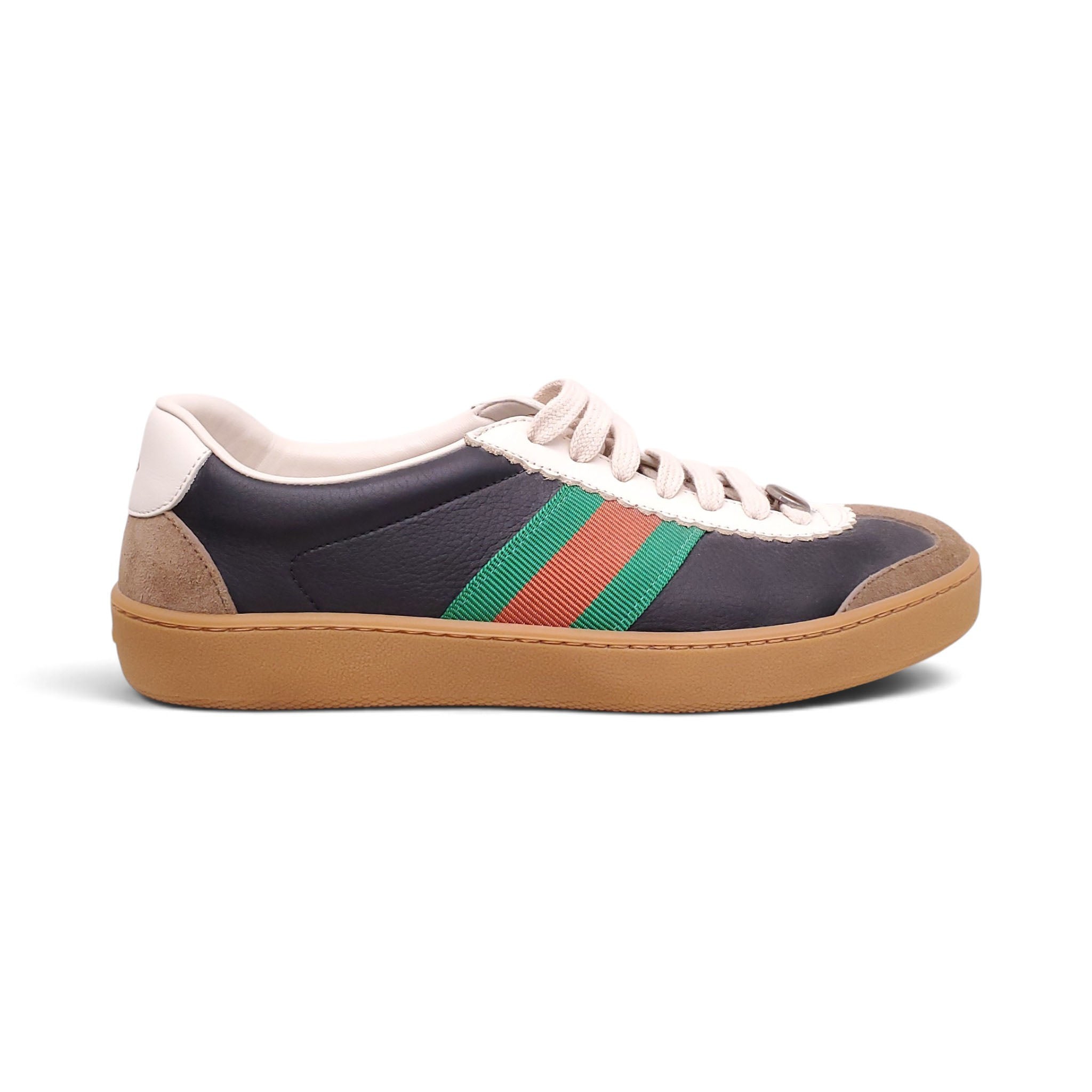 GUCCI G74 BROWN WEB SNEAKERS - SIZE 38
