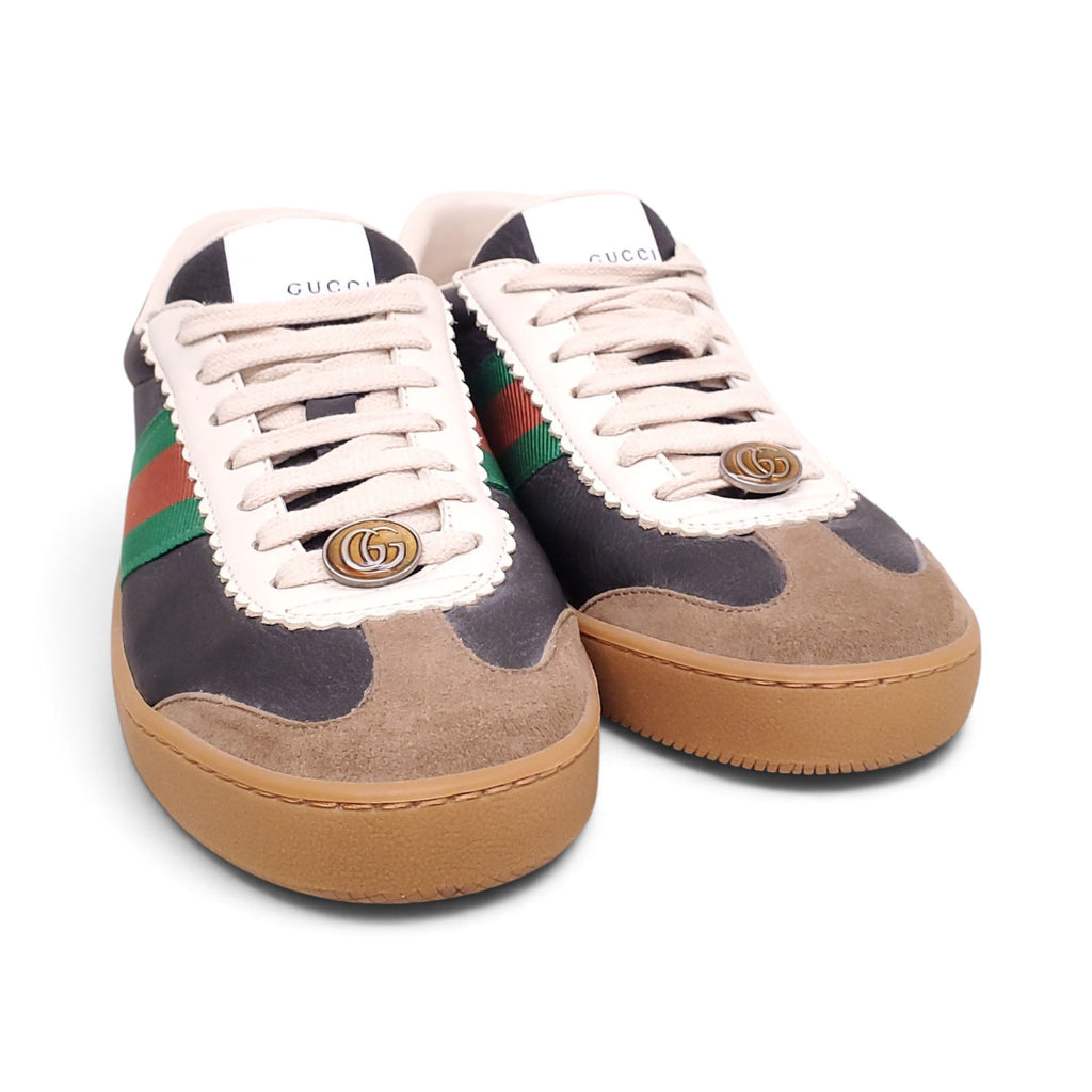 GUCCI G74 BROWN WEB SNEAKERS - SIZE 38