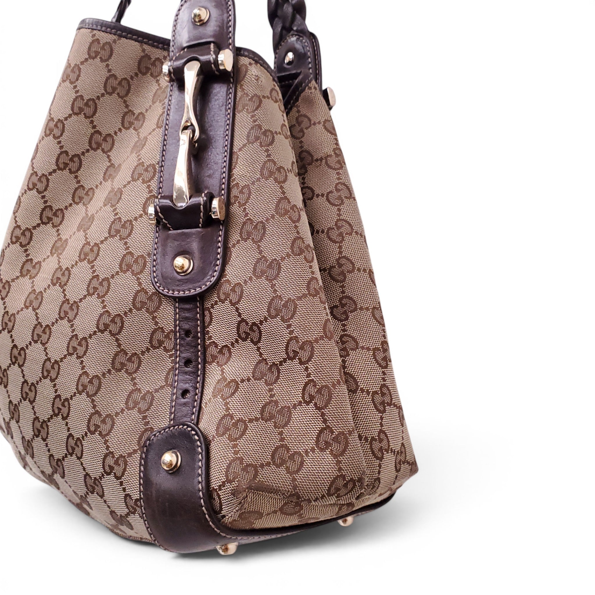 GUCCI GG CANVAS MEDIUM PELHAM HOBO BAG